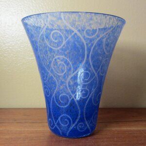 12 oz toyo sasaki art glass tumbler vase curly-q's BLUE (W5518)